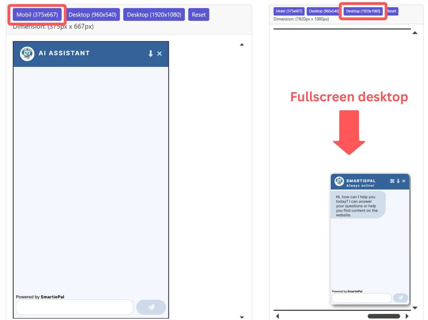 Mobile, tablet, and desktop display format options