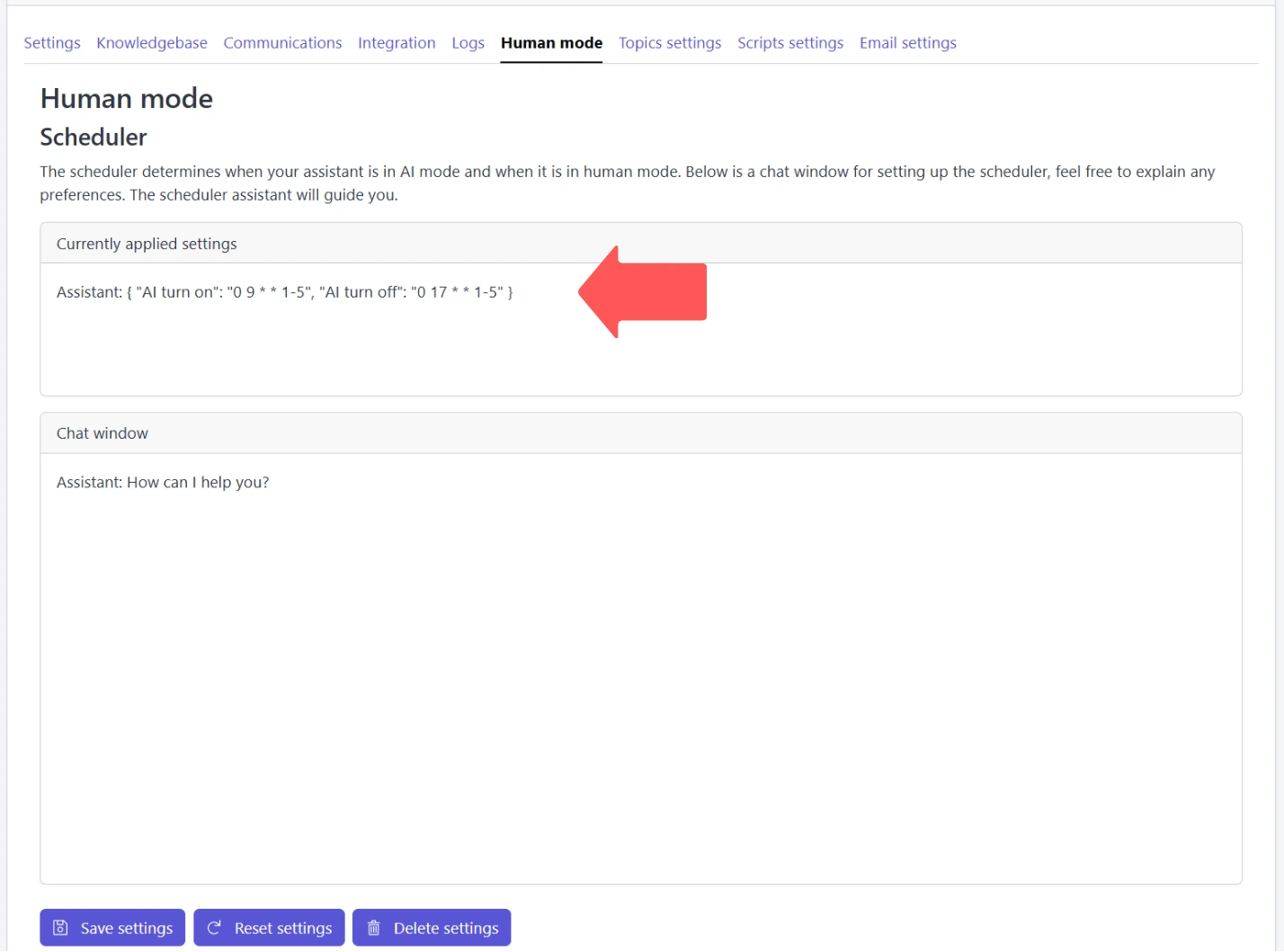 Schedule display in technical format