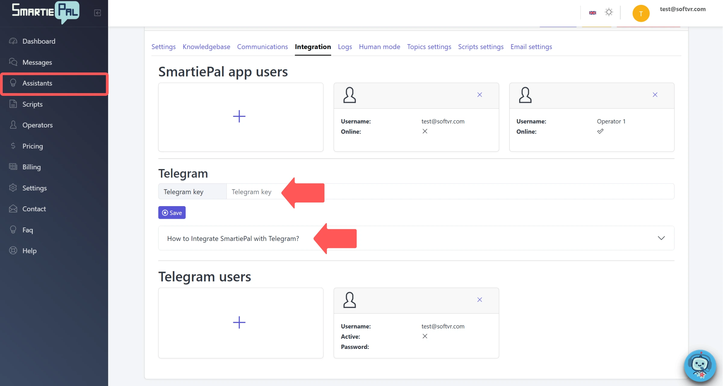 Telegram integration setup