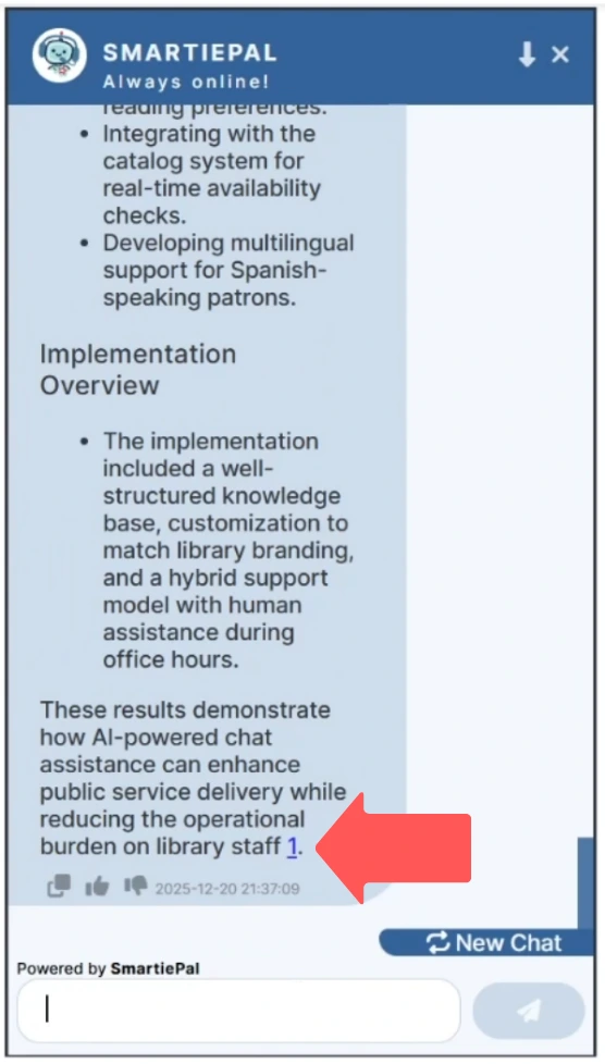 Assistant response showing citation to uploaded PDF