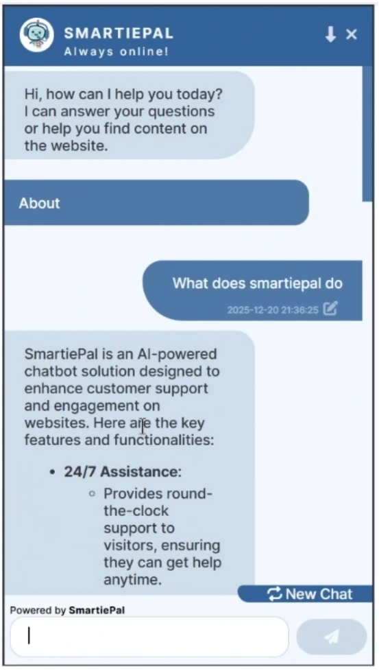 Assistant response using crawled website information