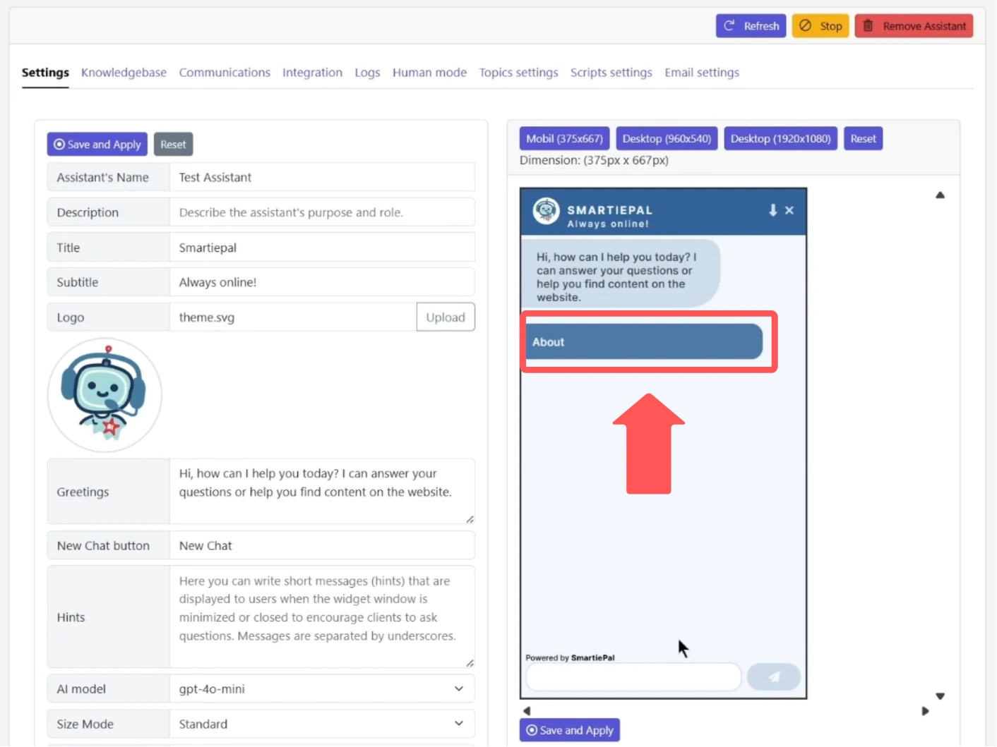 Response showing both topic script and formatting script working together